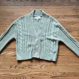 The GREAT. Green Chunky Prairie Cable Knit Cardigan Sweater   Women's Size 0